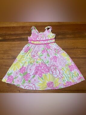 Vintage Lilly Pulitzer Pink, Yellow & Green Floral Sundress Size 3T